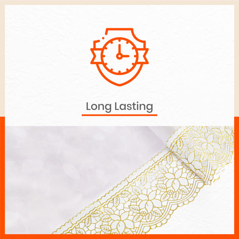 Aurum Plastic Table Cover with Golden Lace for Dining Table at Home - Rectangular - (54" x 78") | Pebbles